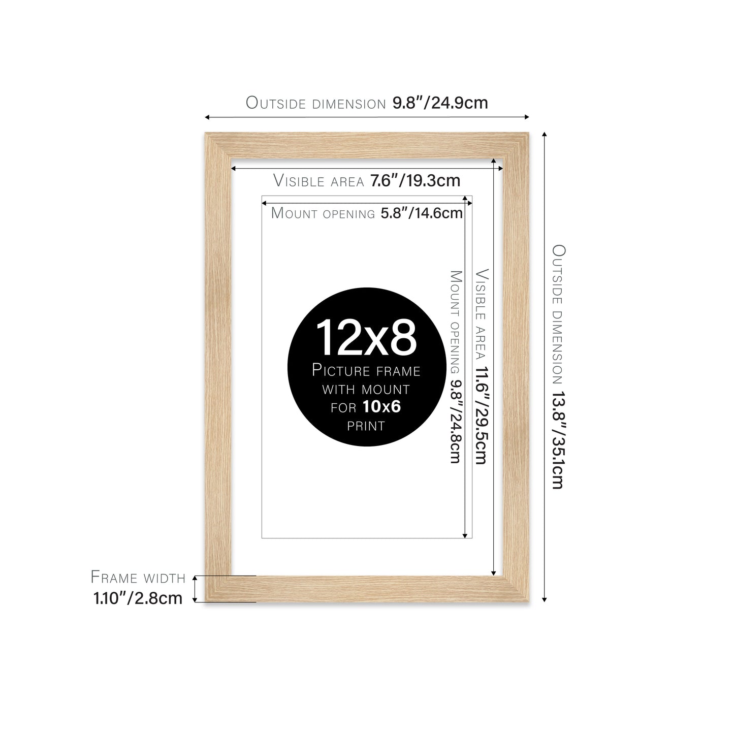 Oak Picture Frame 28mm Edge
