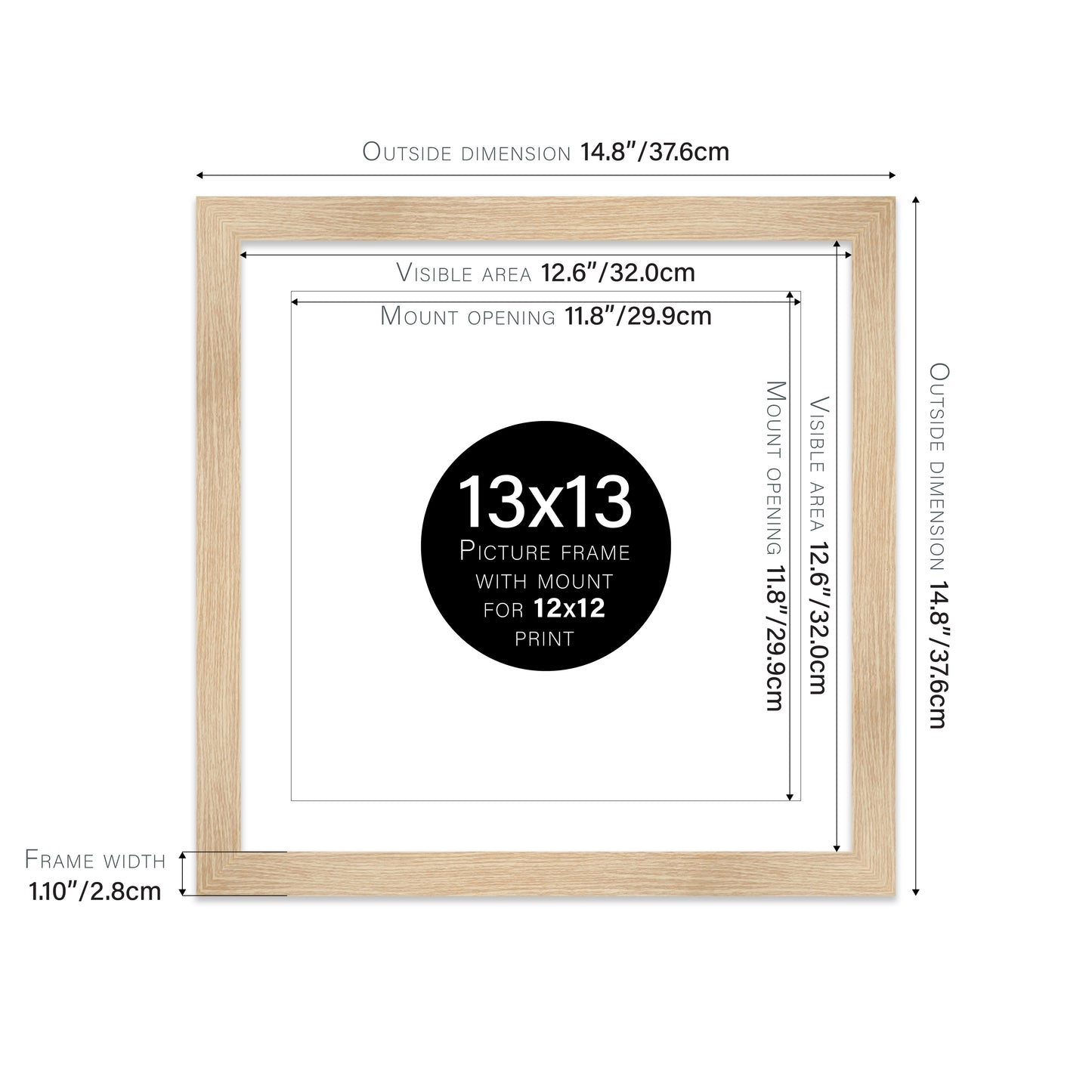 Oak Picture Frame 28mm Edge