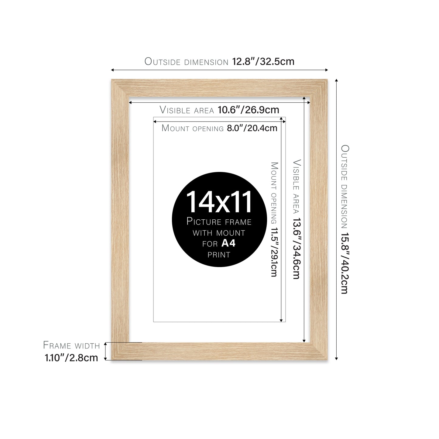 Oak Picture Frame 28mm Edge