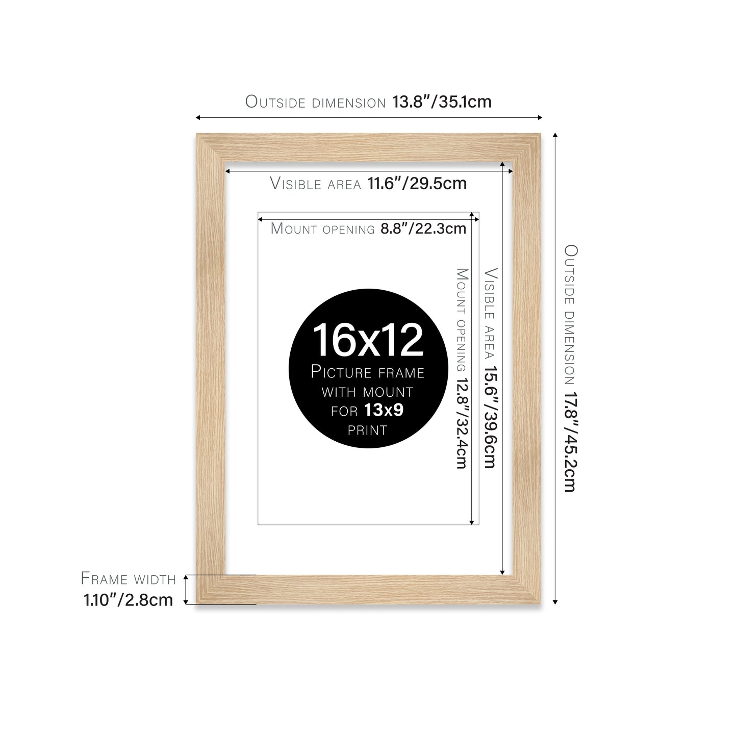 Oak Picture Frame 28mm Edge