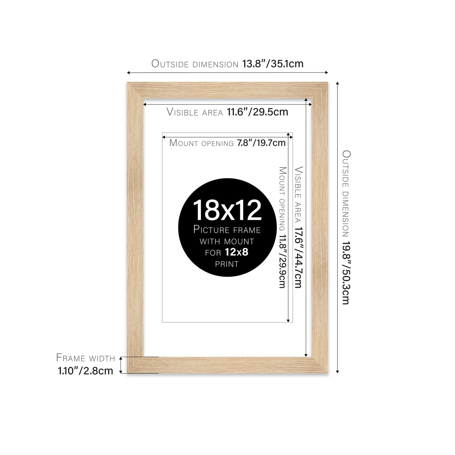 Oak Picture Frame 28mm Edge