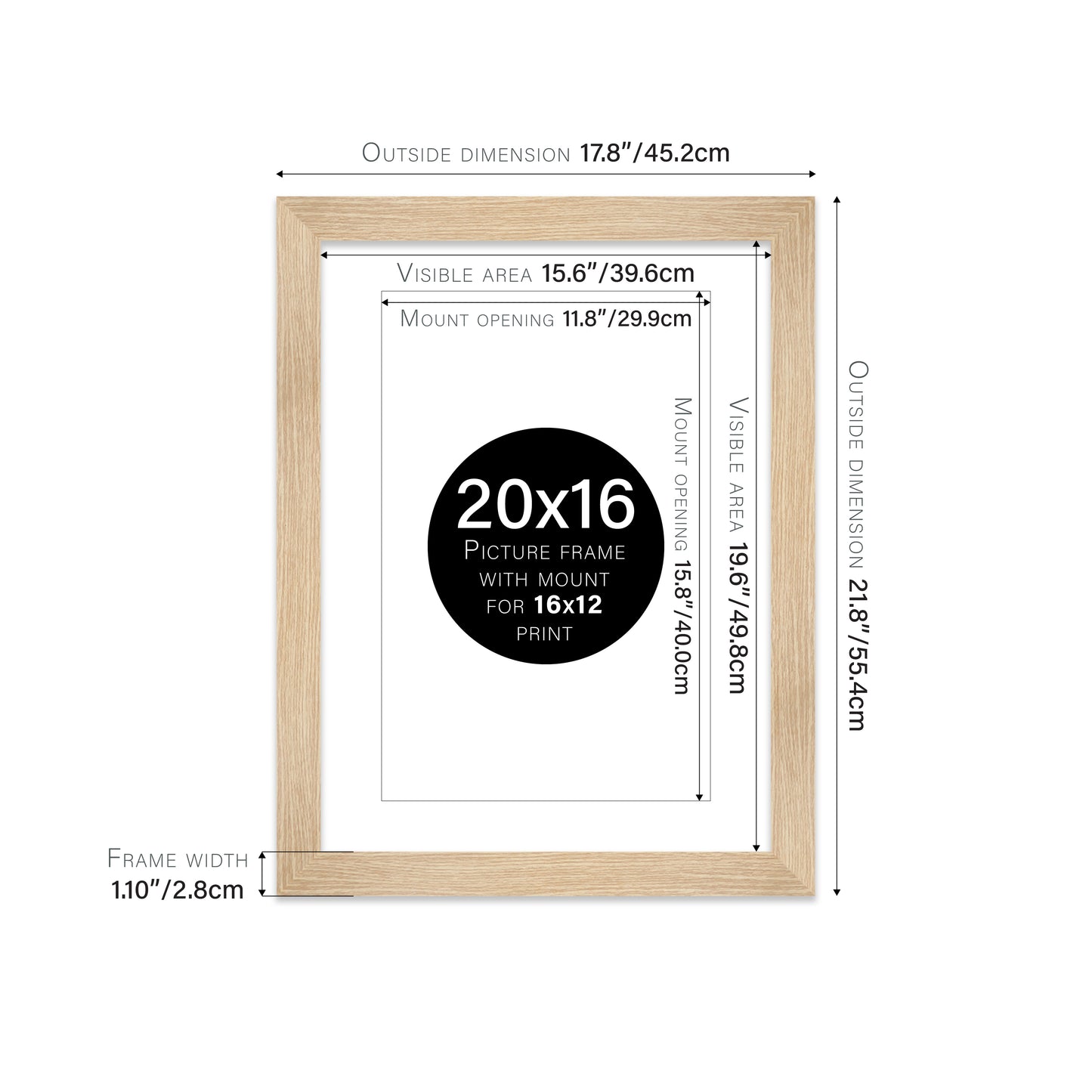 Oak Picture Frame 28mm Edge