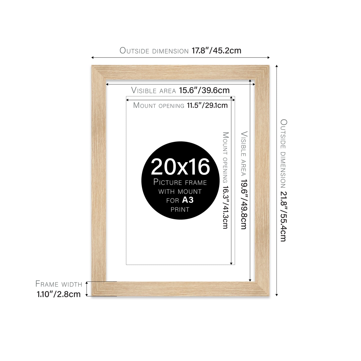 Oak Picture Frame 28mm Edge