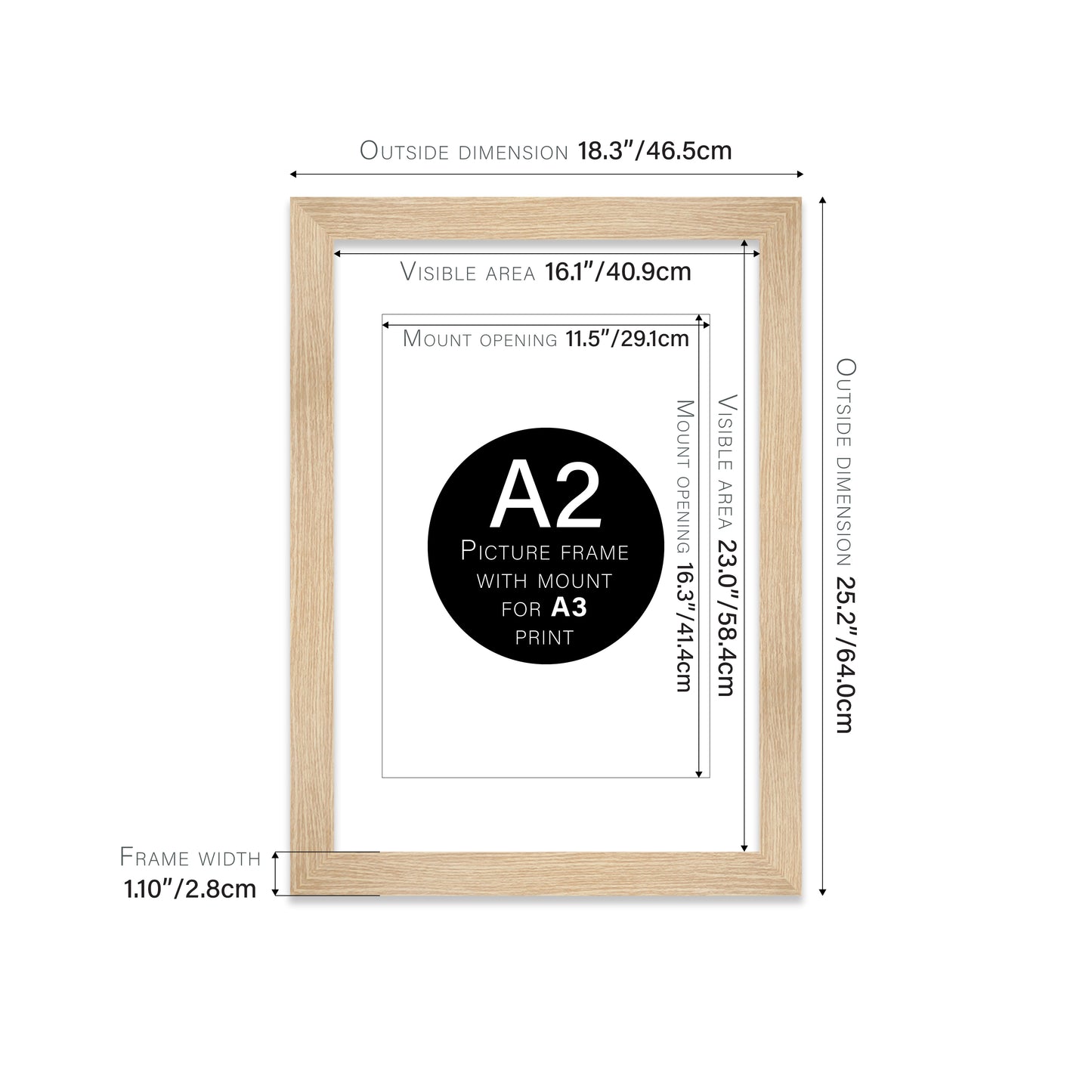 Oak Picture Frame 28mm Edge