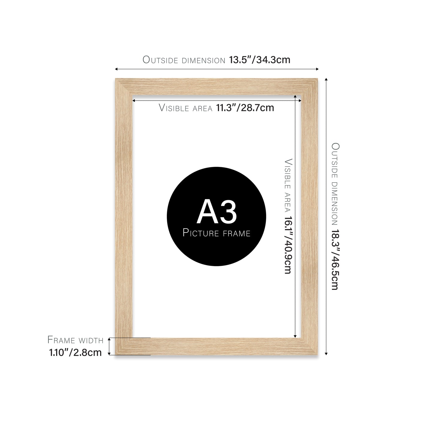Oak Picture Frame 28mm Edge