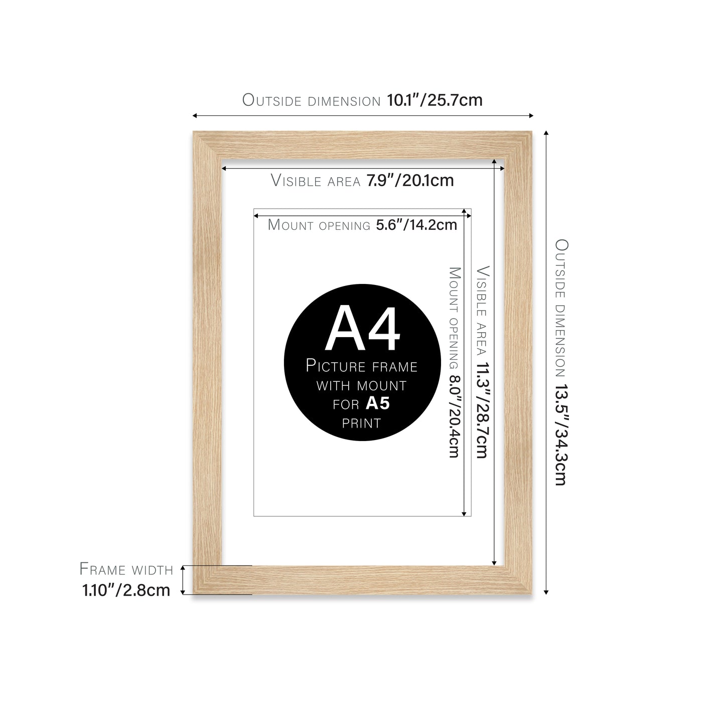 Oak Picture Frame 28mm Edge