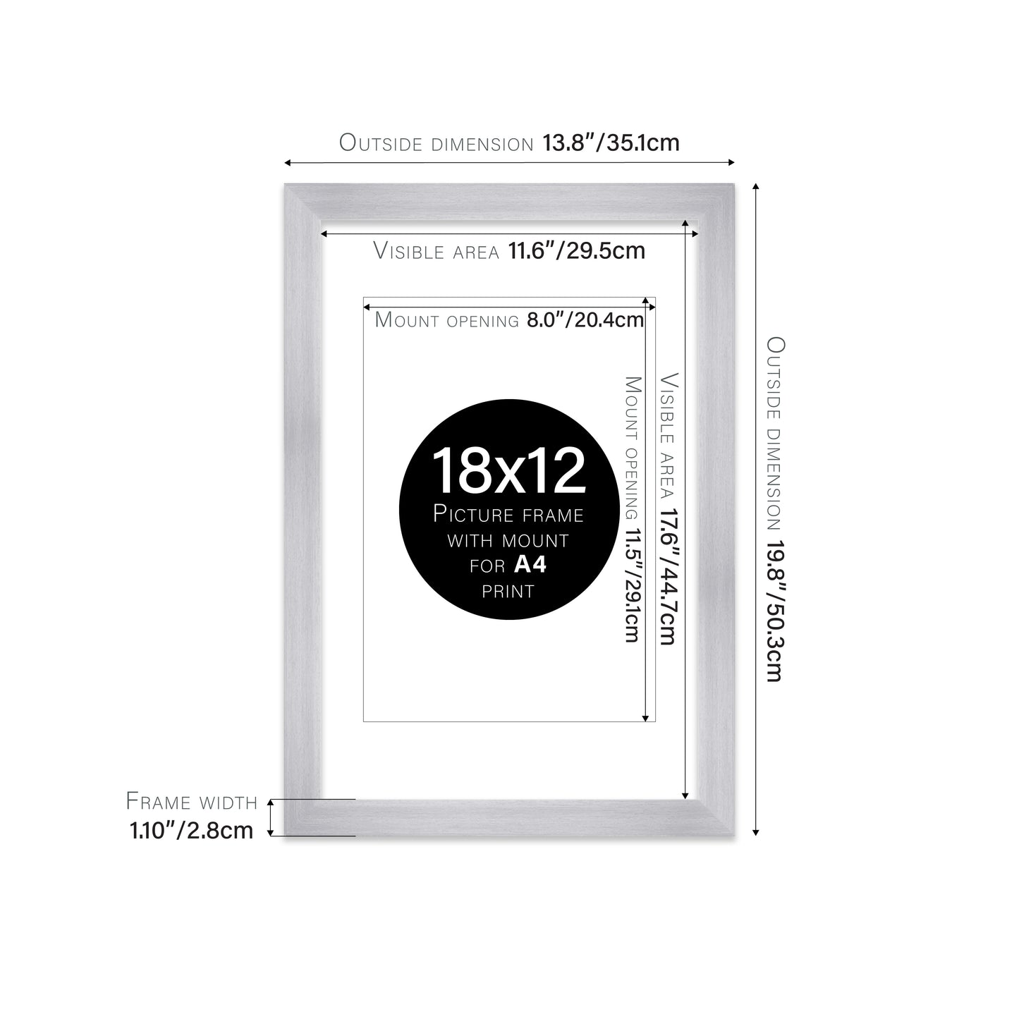Silver Picture Frame 28mm Edge