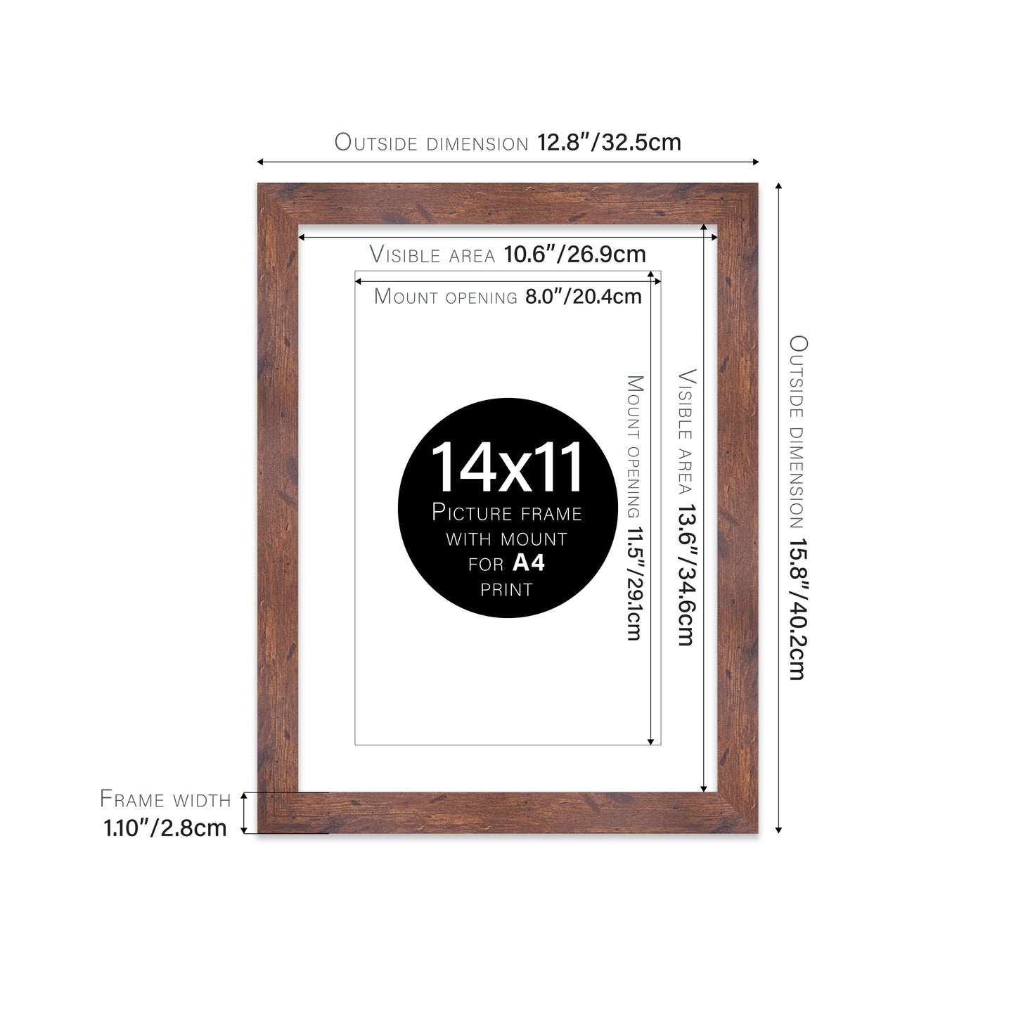 Rustic Wood Picture Frame 28mm Edge