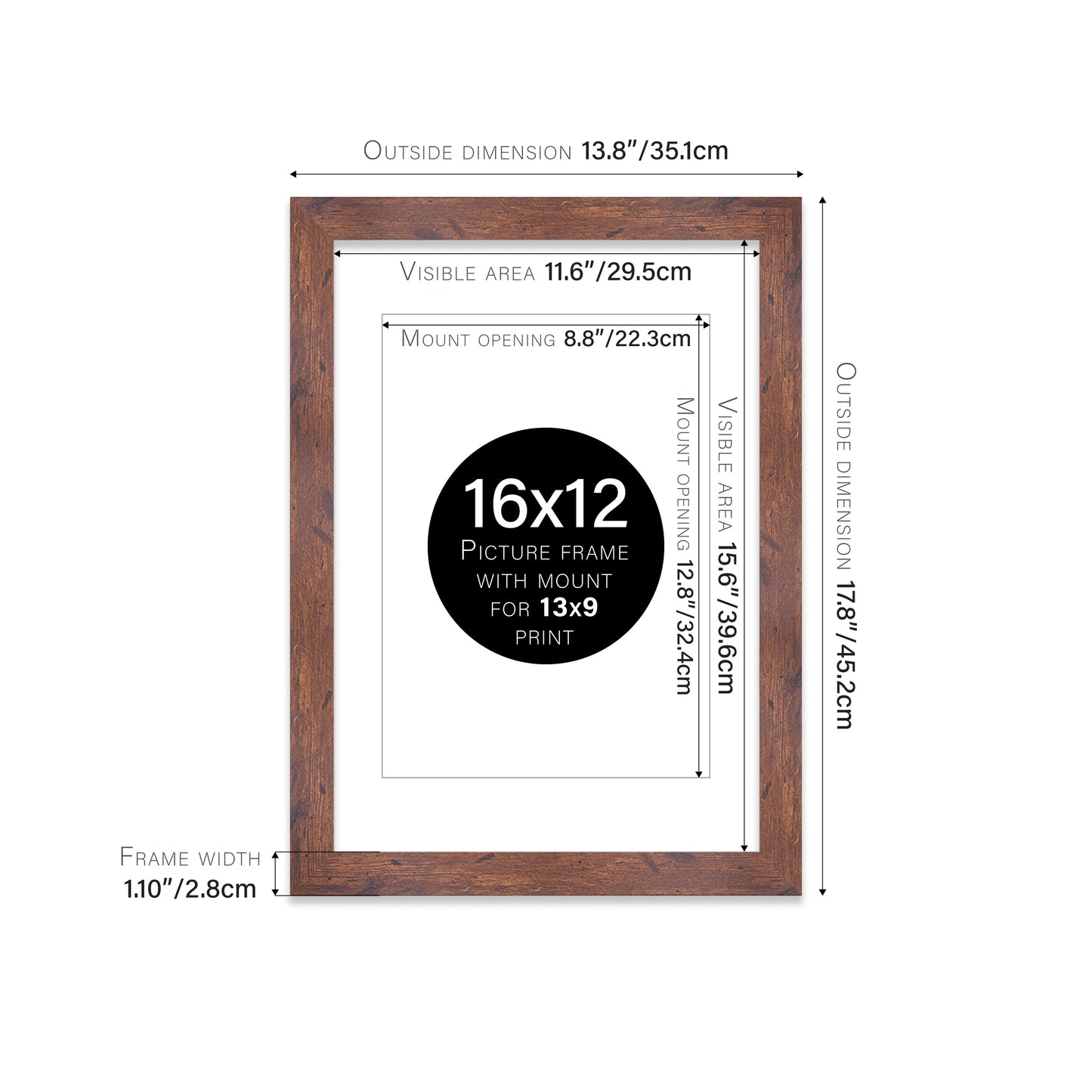 Rustic Wood Picture Frame 28mm Edge