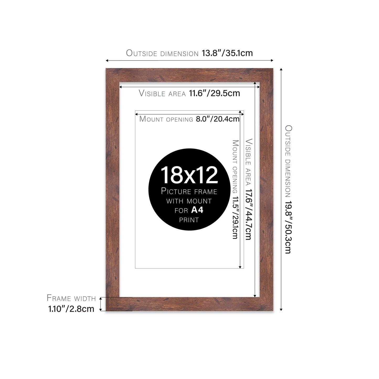 Rustic Wood Picture Frame 28mm Edge