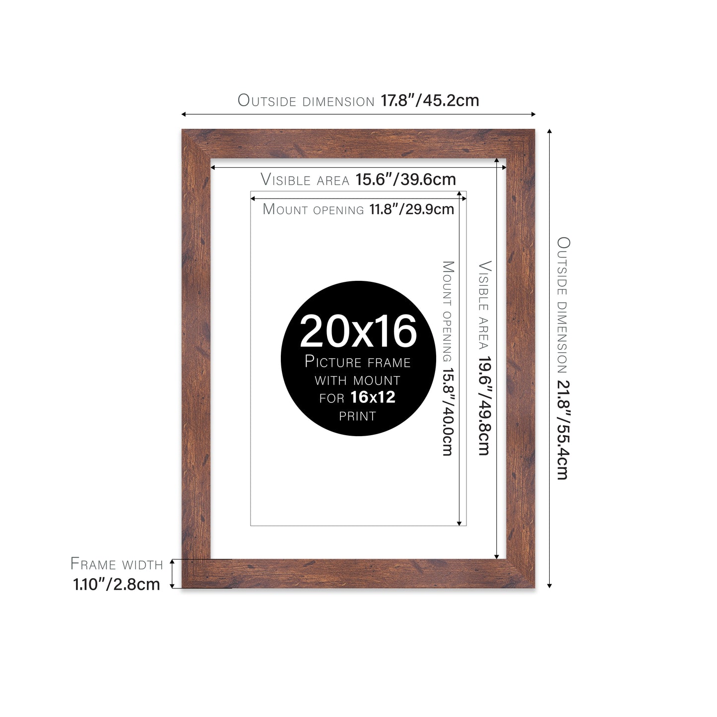 Rustic Wood Picture Frame 28mm Edge