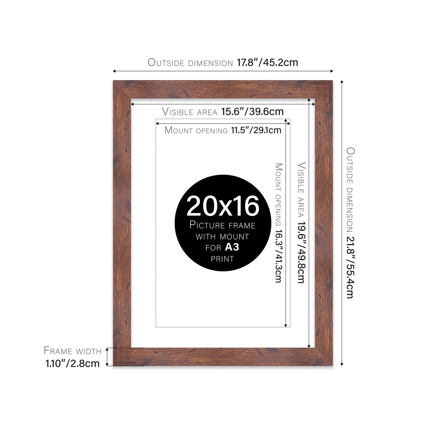 Rustic Wood Picture Frame 28mm Edge