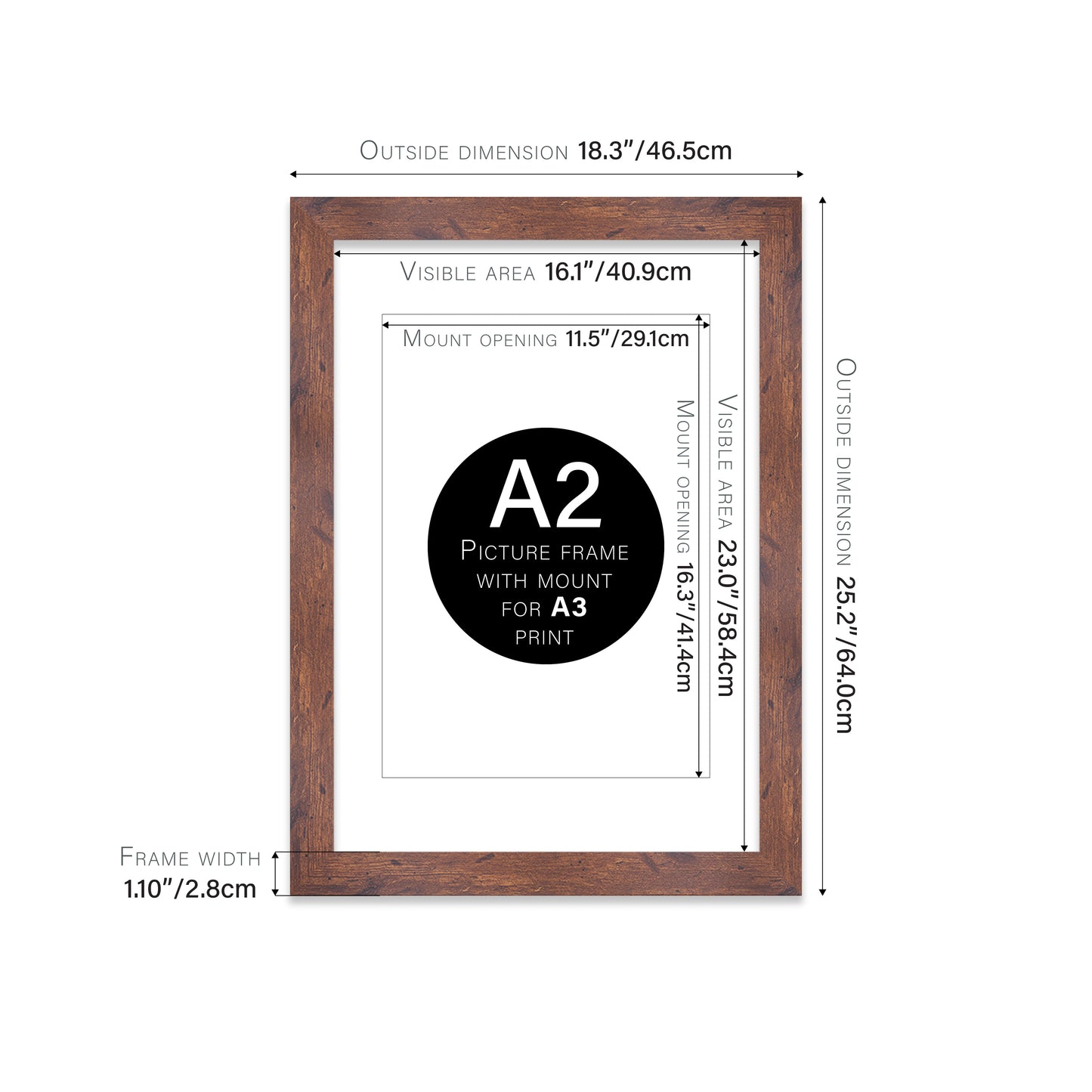 Rustic Wood Picture Frame 28mm Edge