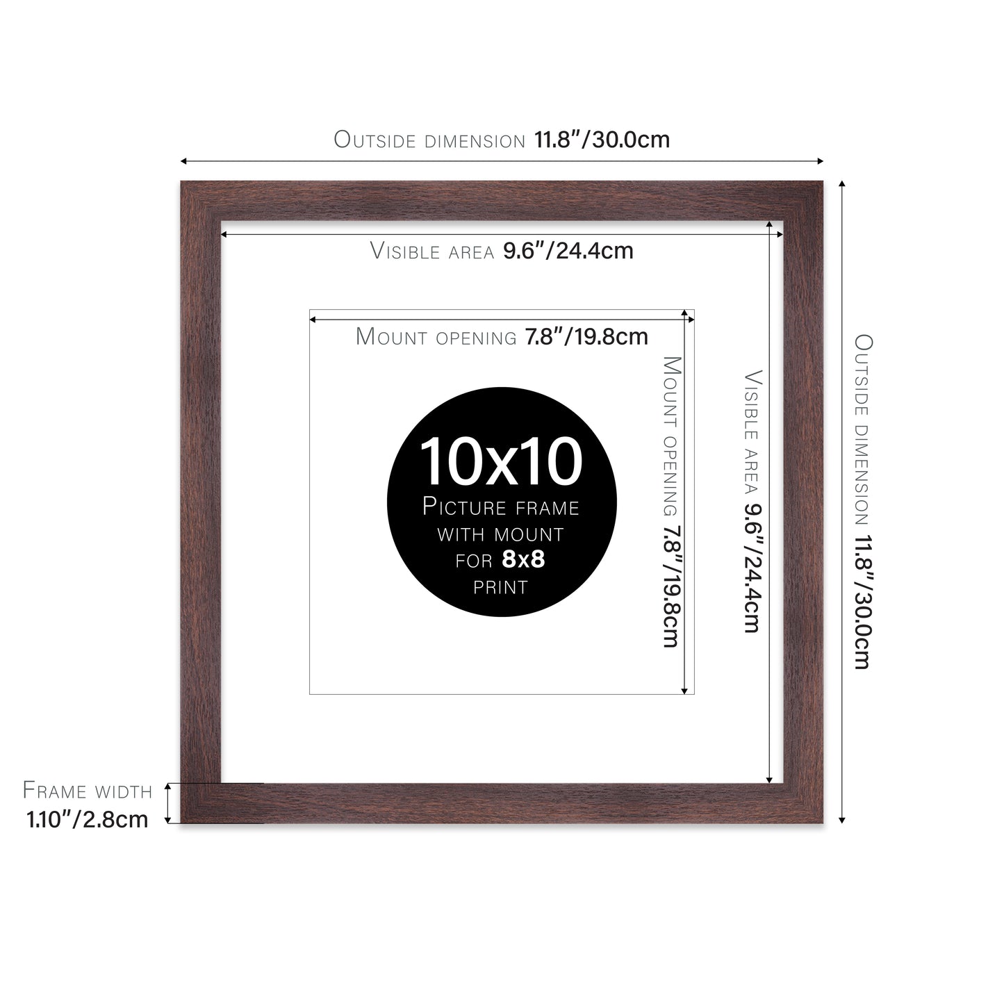 Walnut Picture Frame 28mm Edge