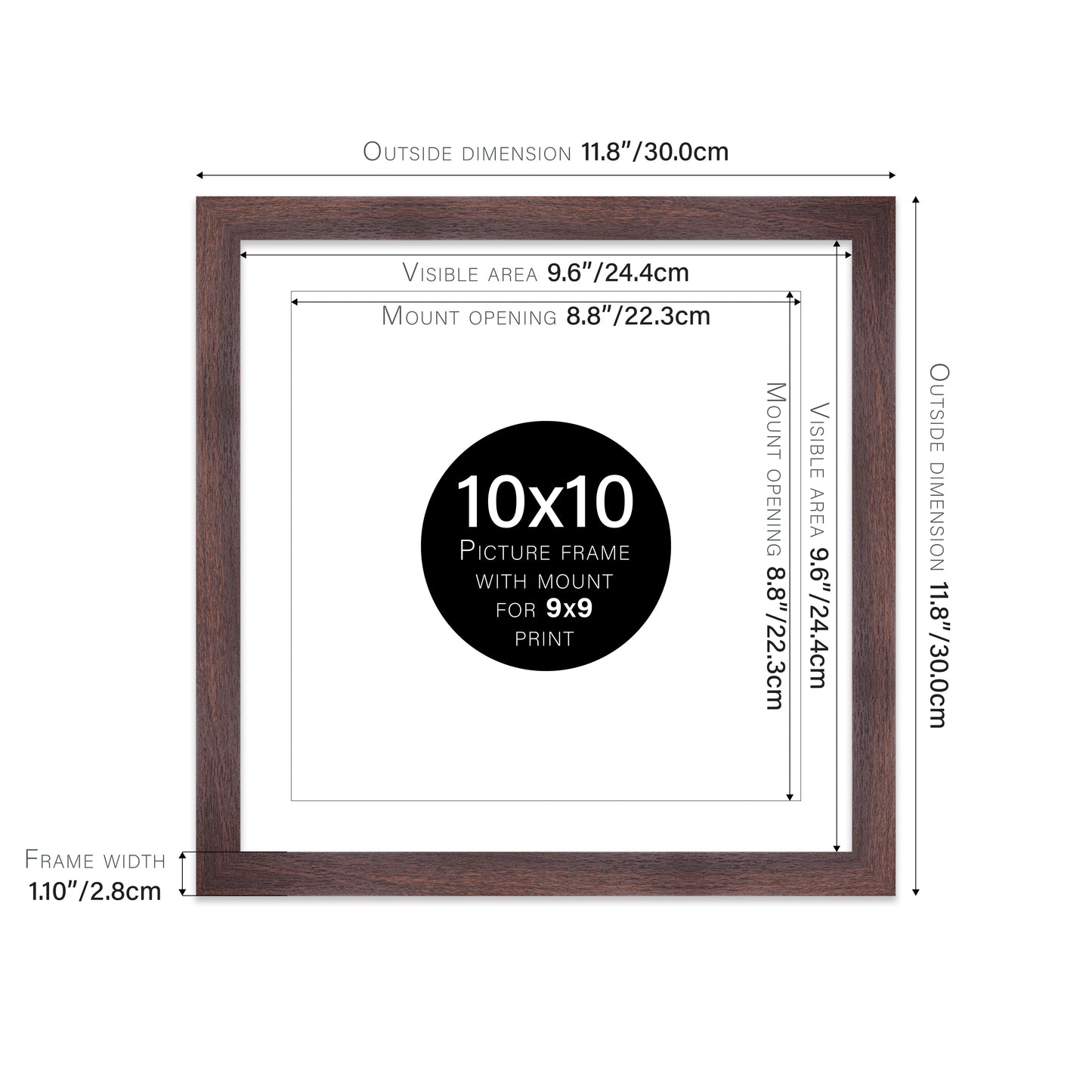 Walnut Picture Frame 28mm Edge
