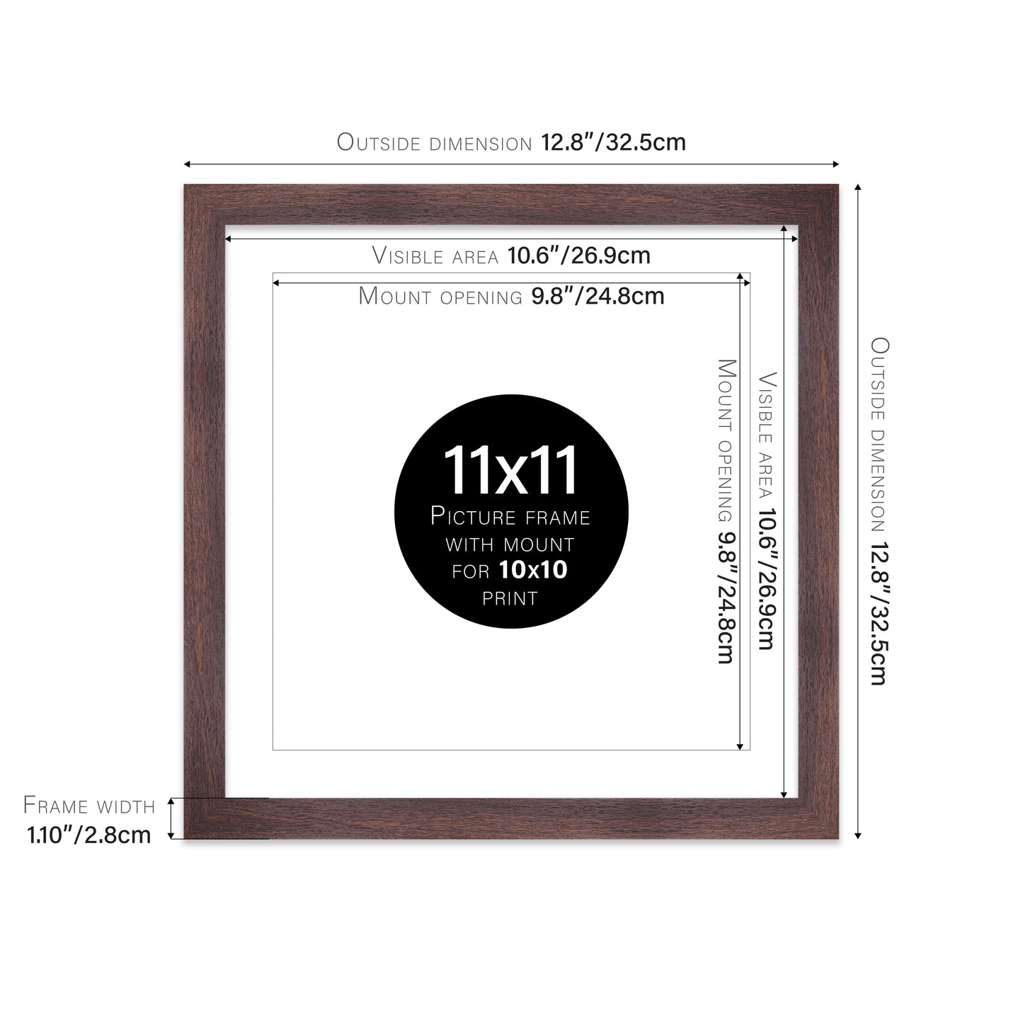 Walnut Picture Frame 28mm Edge