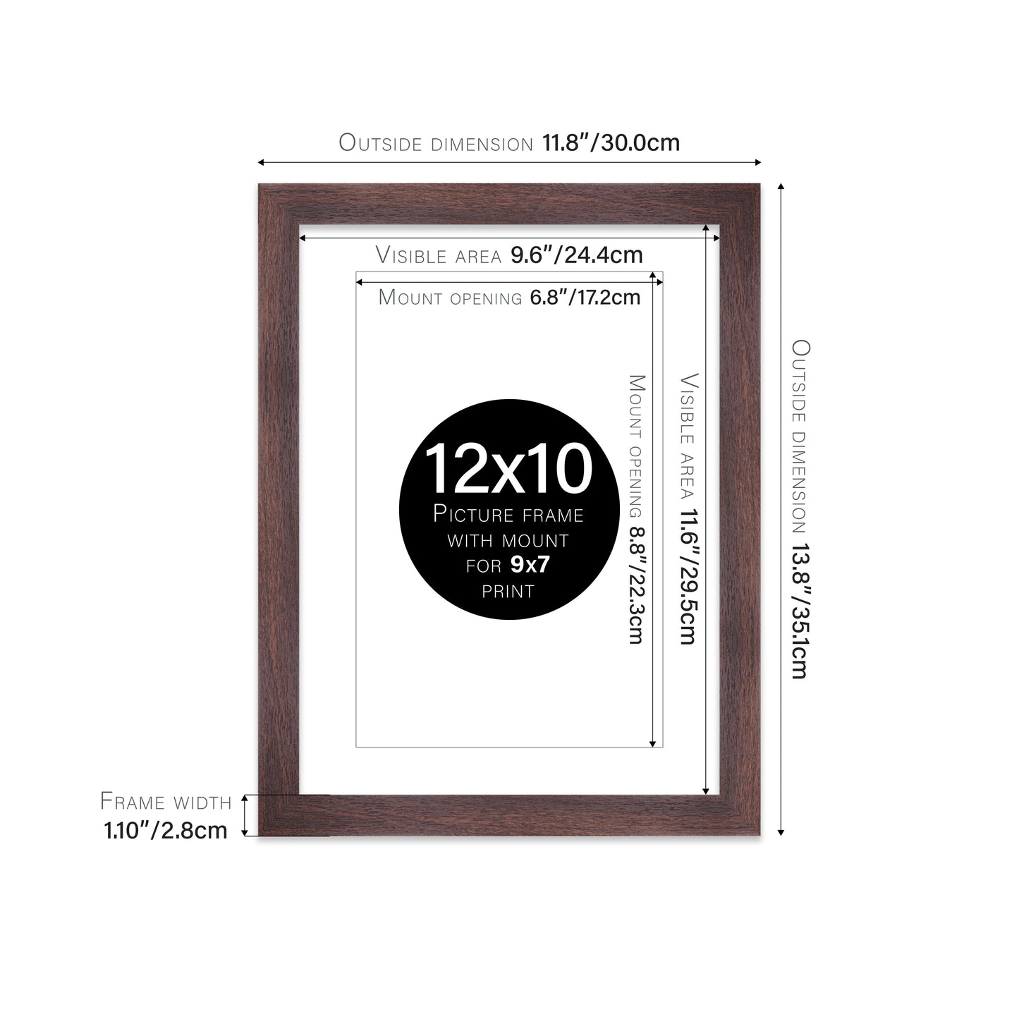 Walnut Picture Frame 28mm Edge