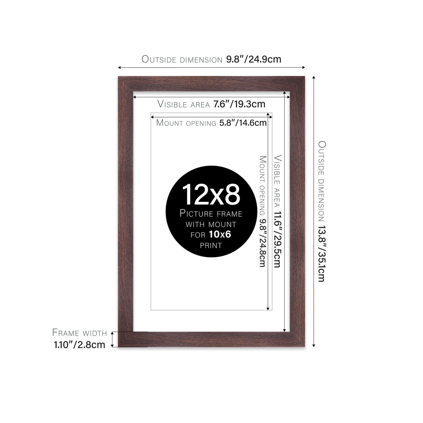 Walnut Picture Frame 28mm Edge