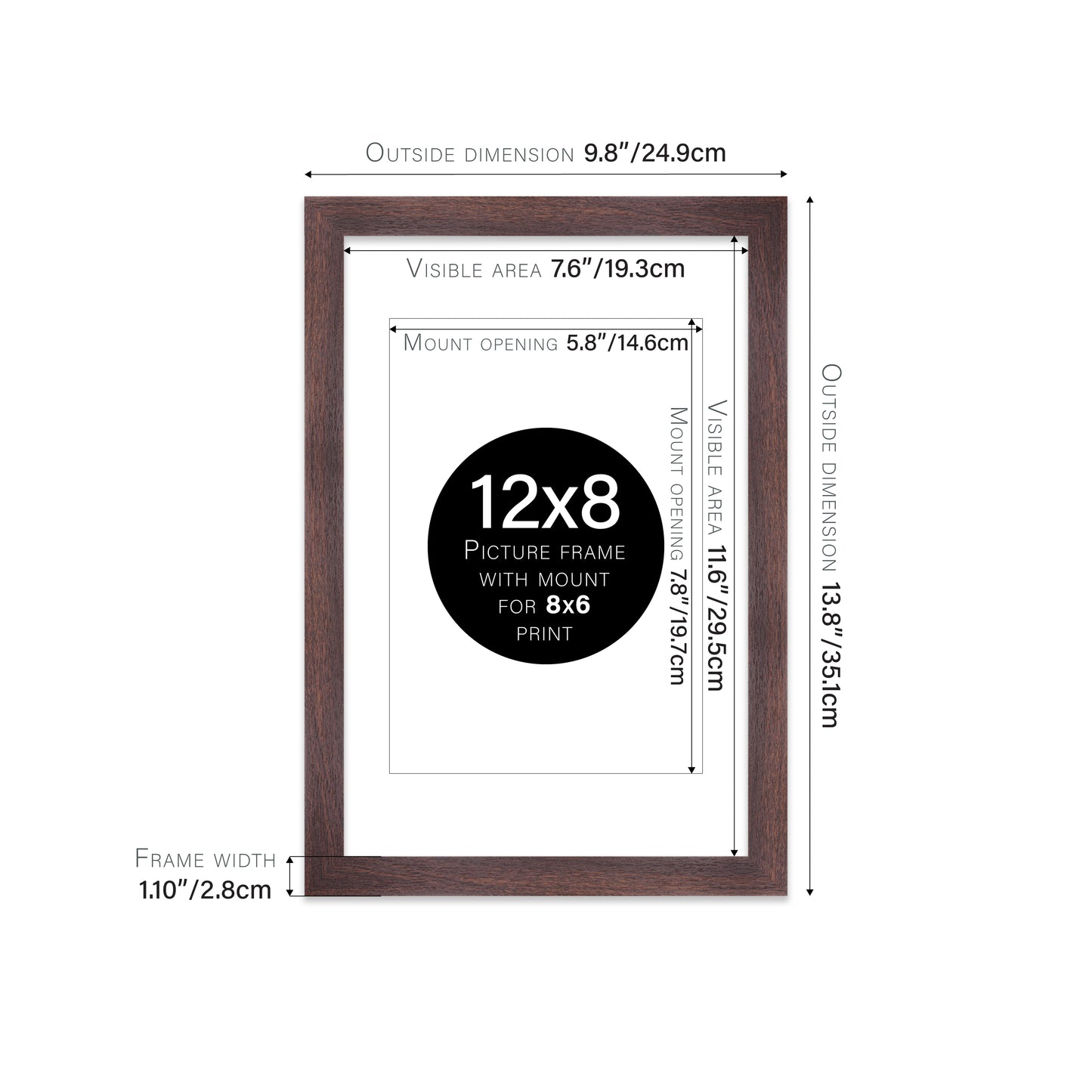 Walnut Picture Frame 28mm Edge