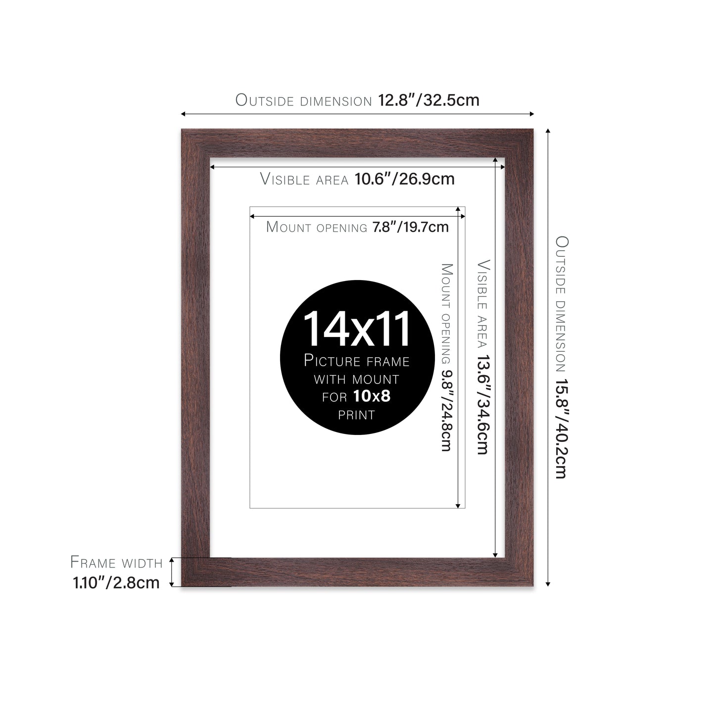 Walnut Picture Frame 28mm Edge