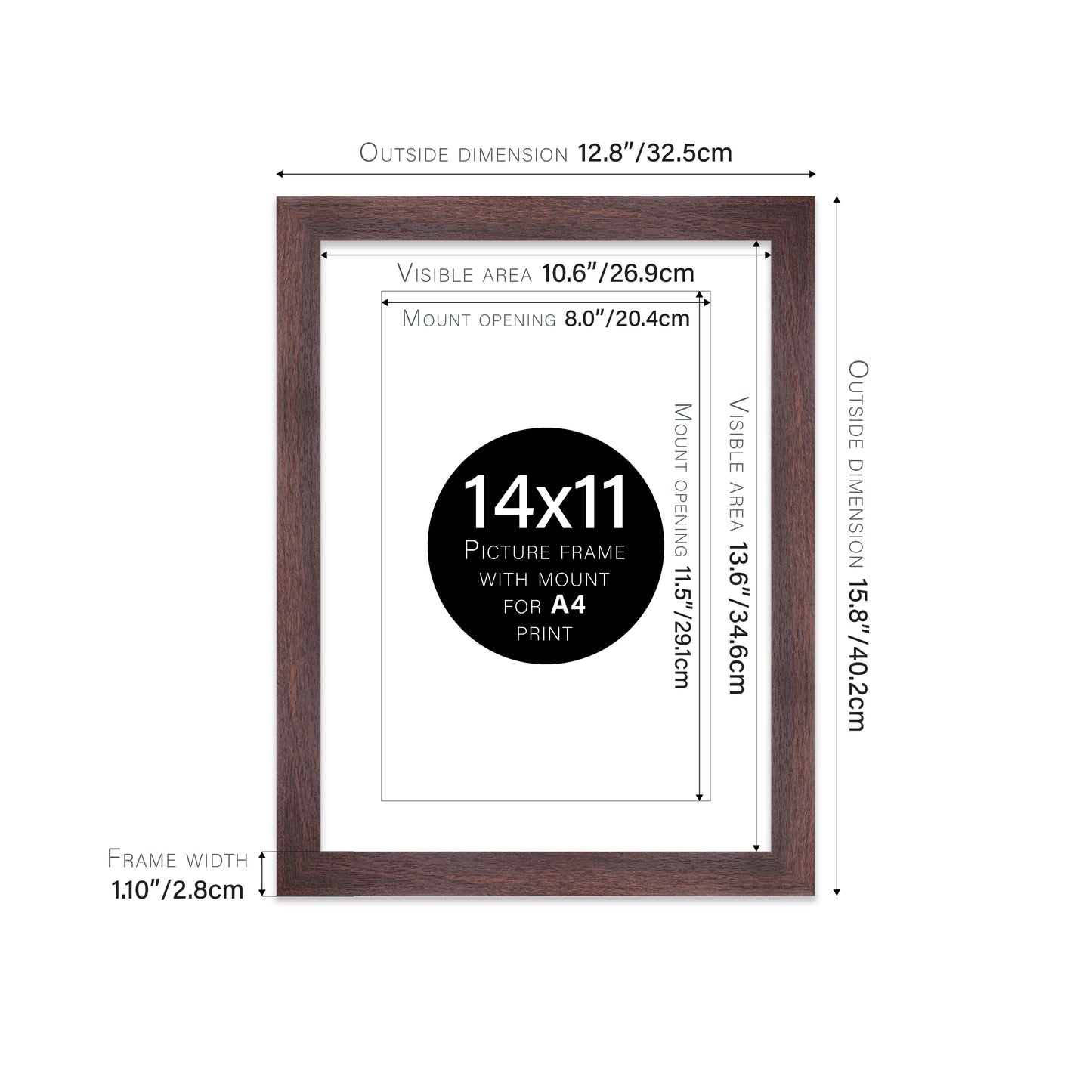 Walnut Picture Frame 28mm Edge
