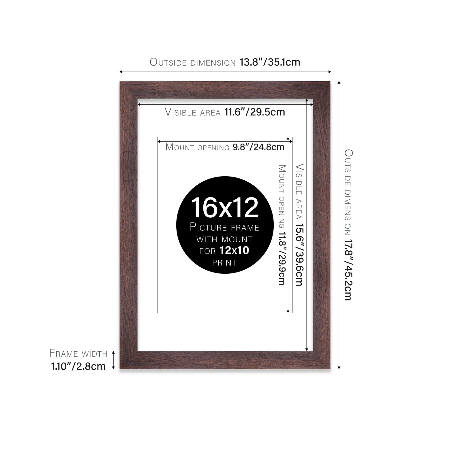 Walnut Picture Frame 28mm Edge