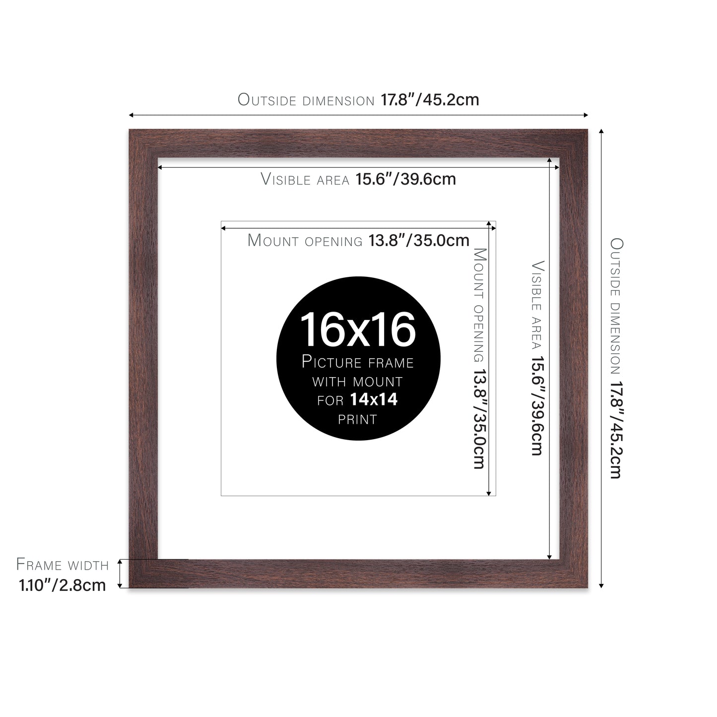 Walnut Picture Frame 28mm Edge