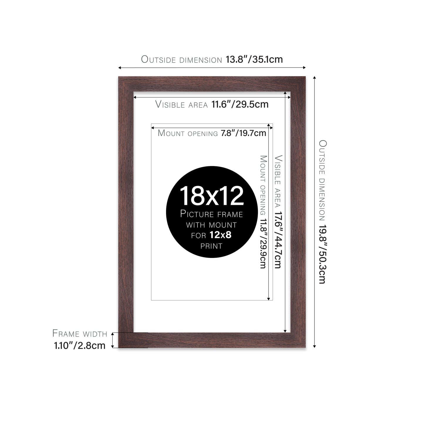 Walnut Picture Frame 28mm Edge
