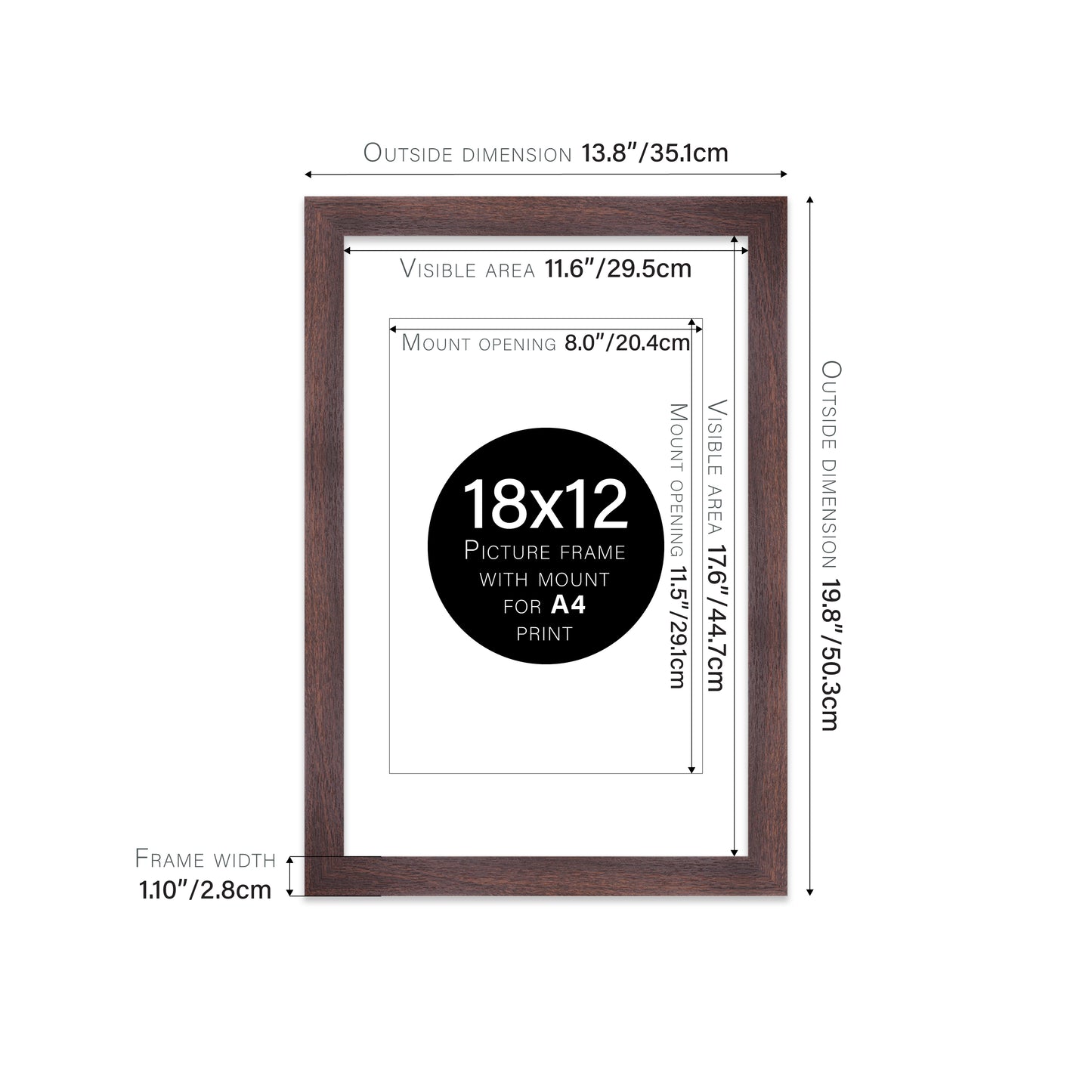 Walnut Picture Frame 28mm Edge