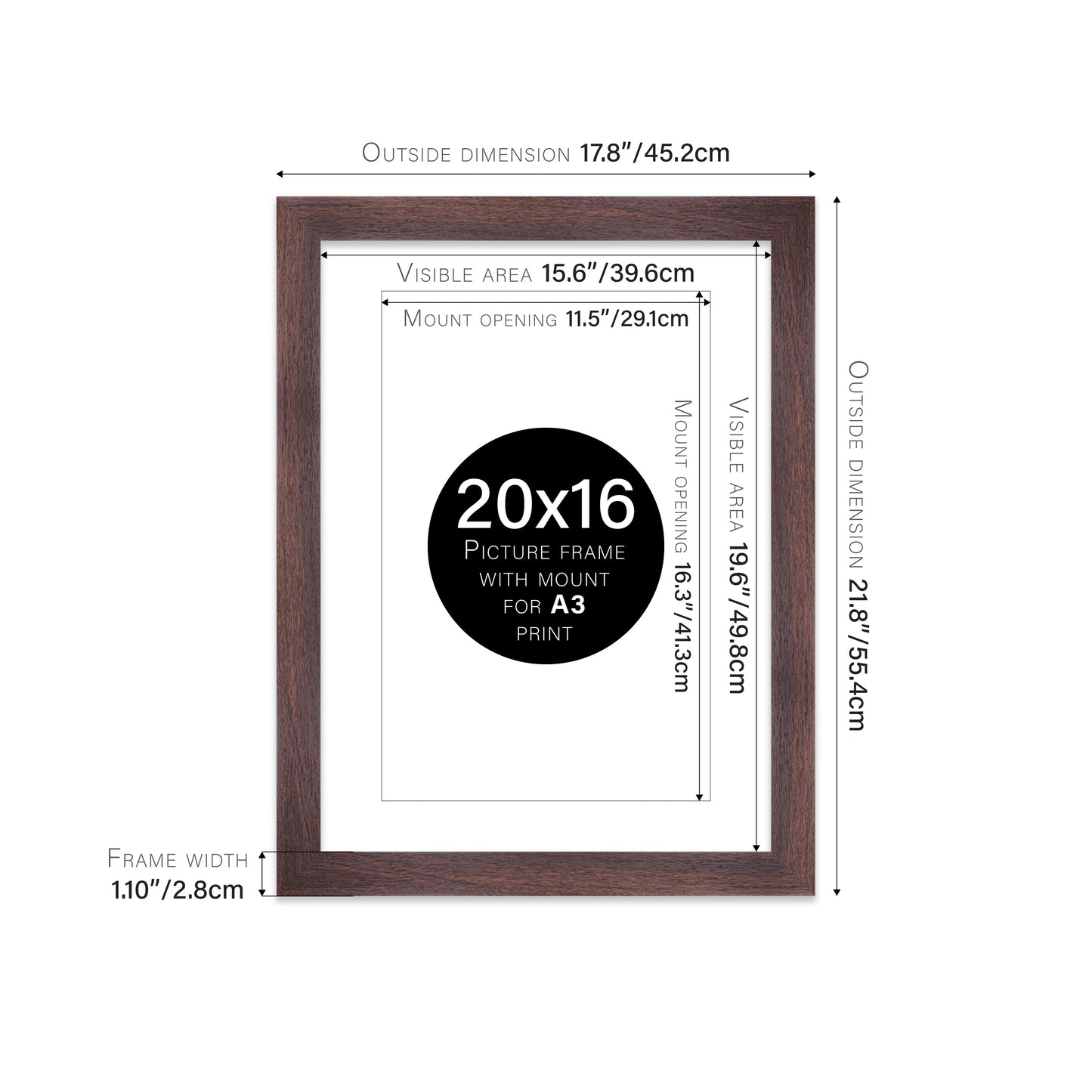 Walnut Picture Frame 28mm Edge