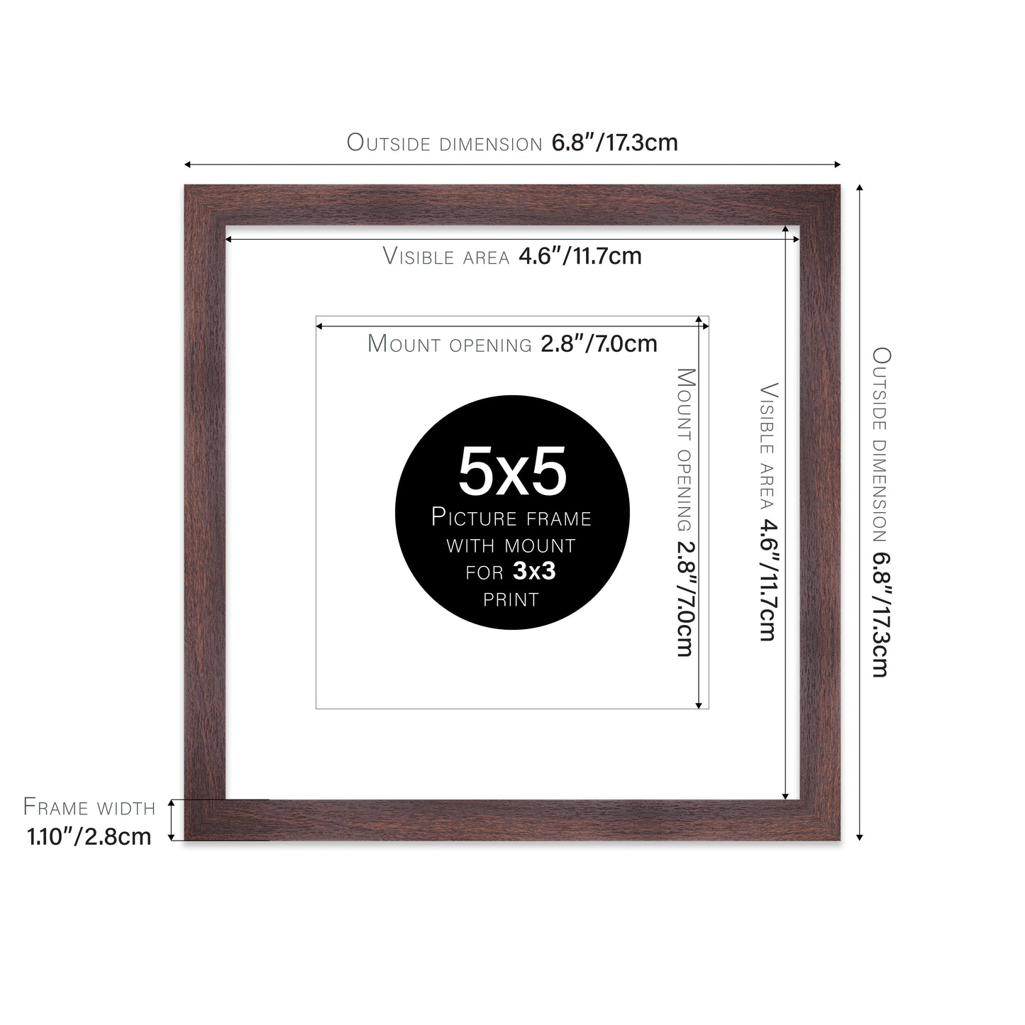 Walnut Picture Frame 28mm Edge
