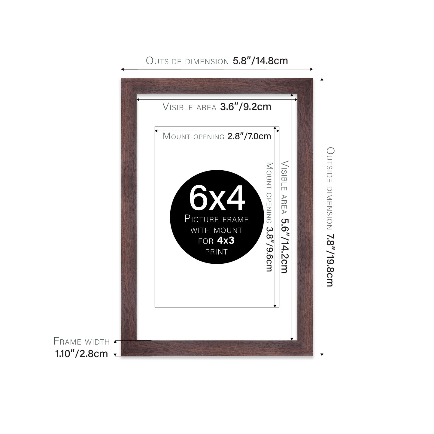 Walnut Picture Frame 28mm Edge