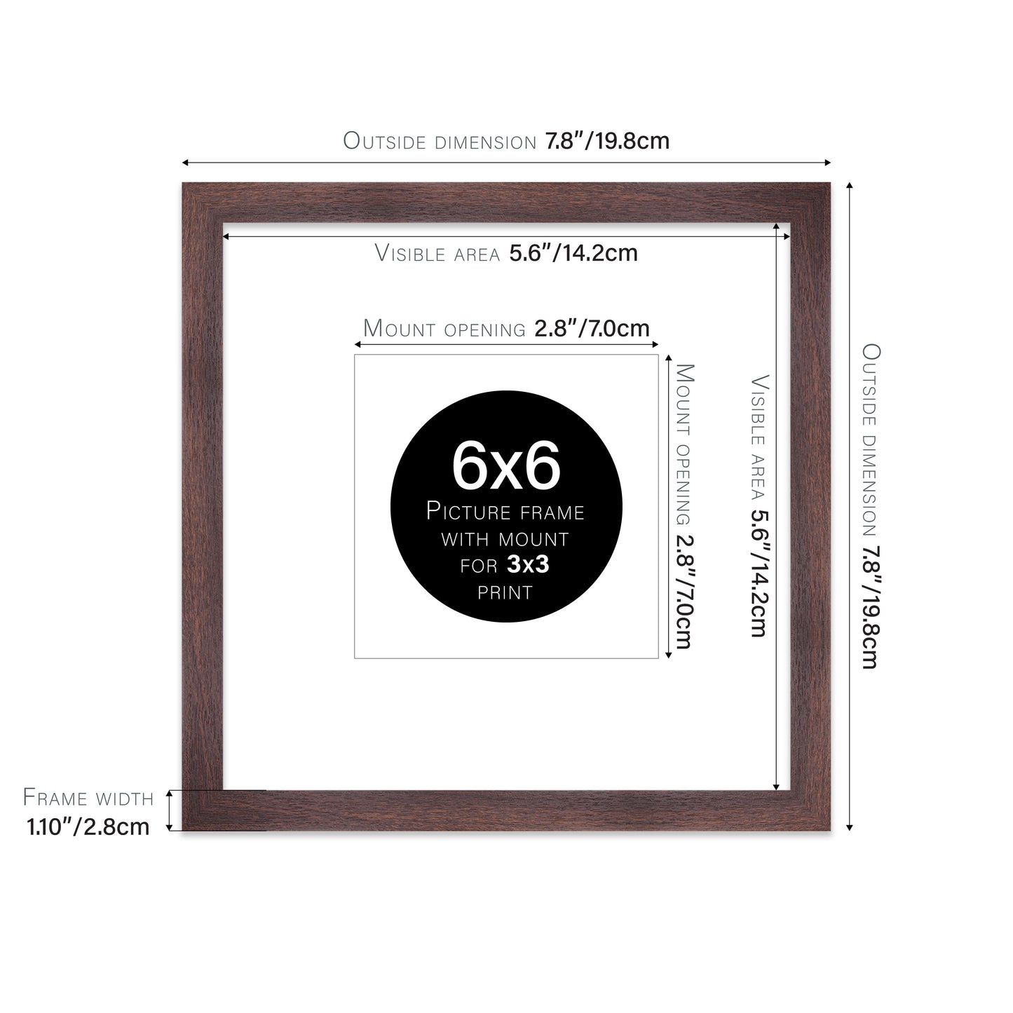 Walnut Picture Frame 28mm Edge