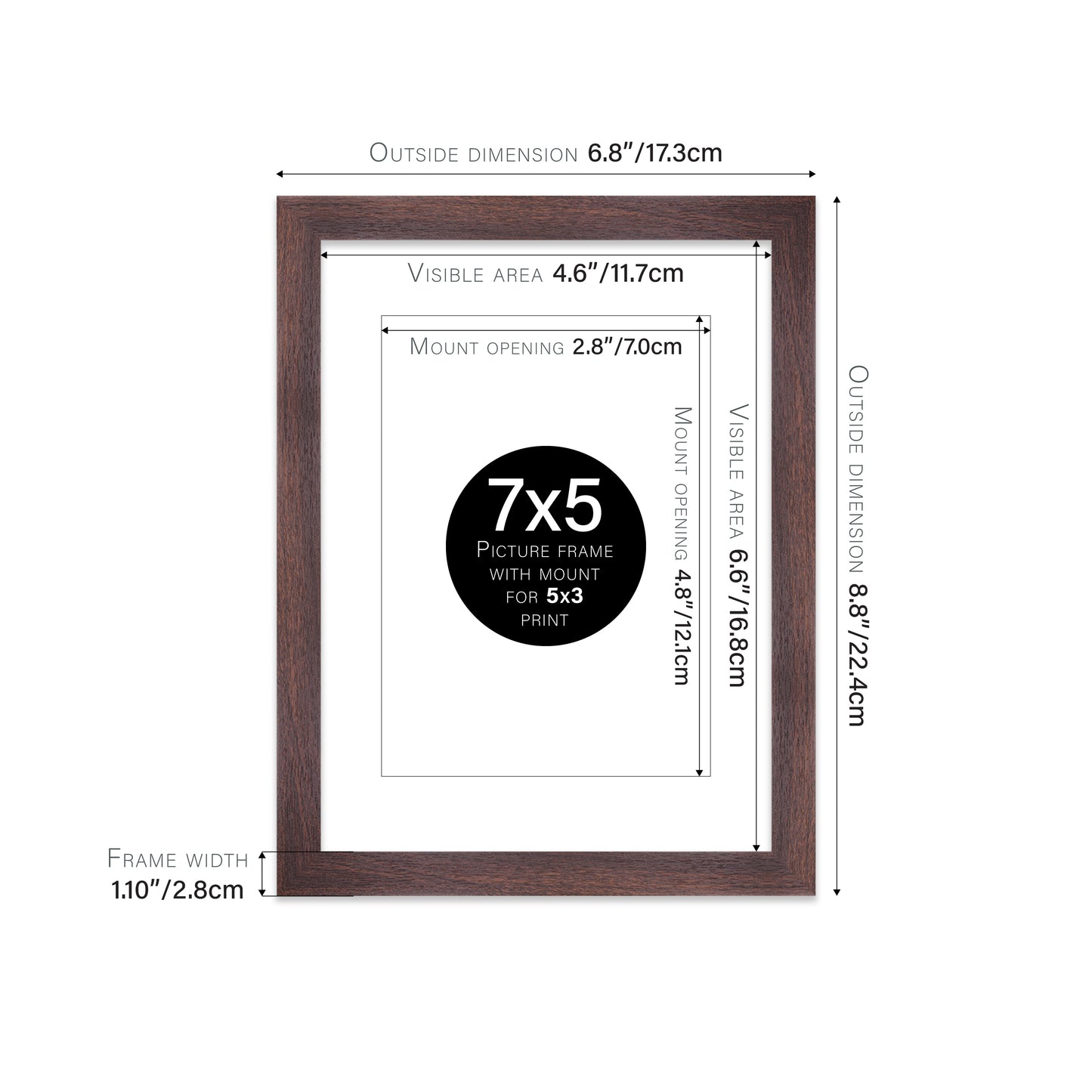 Walnut Picture Frame 28mm Edge
