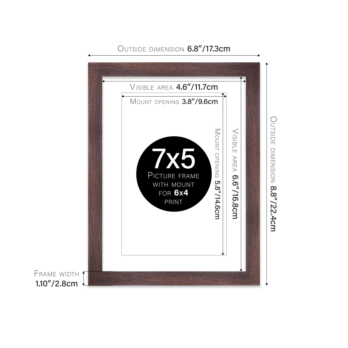 Walnut Picture Frame 28mm Edge