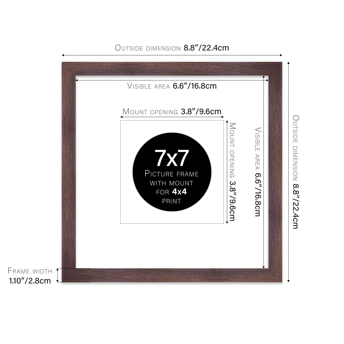 Walnut Picture Frame 28mm Edge