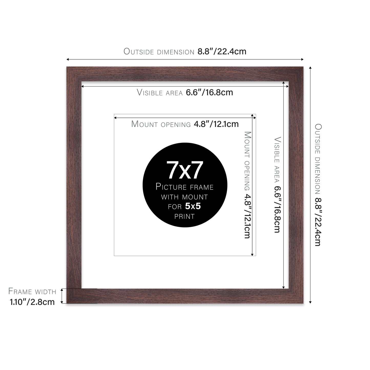 Walnut Picture Frame 28mm Edge