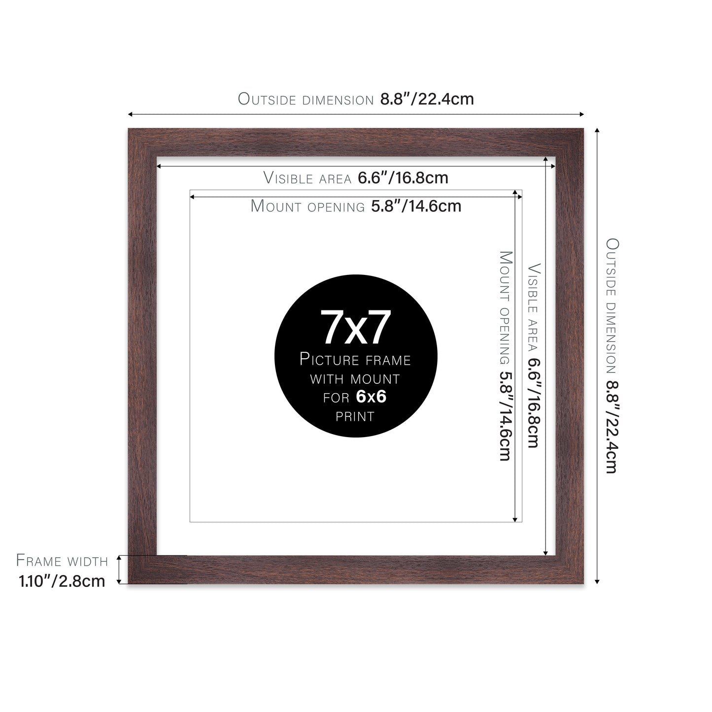 Walnut Picture Frame 28mm Edge