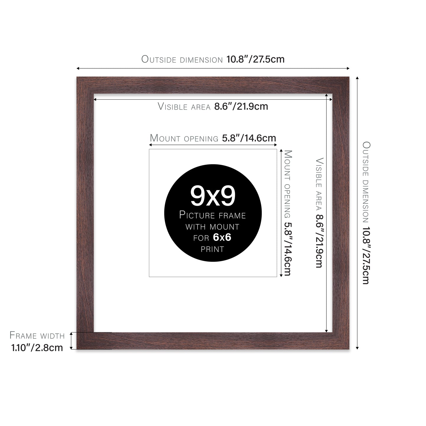 Walnut Picture Frame 28mm Edge