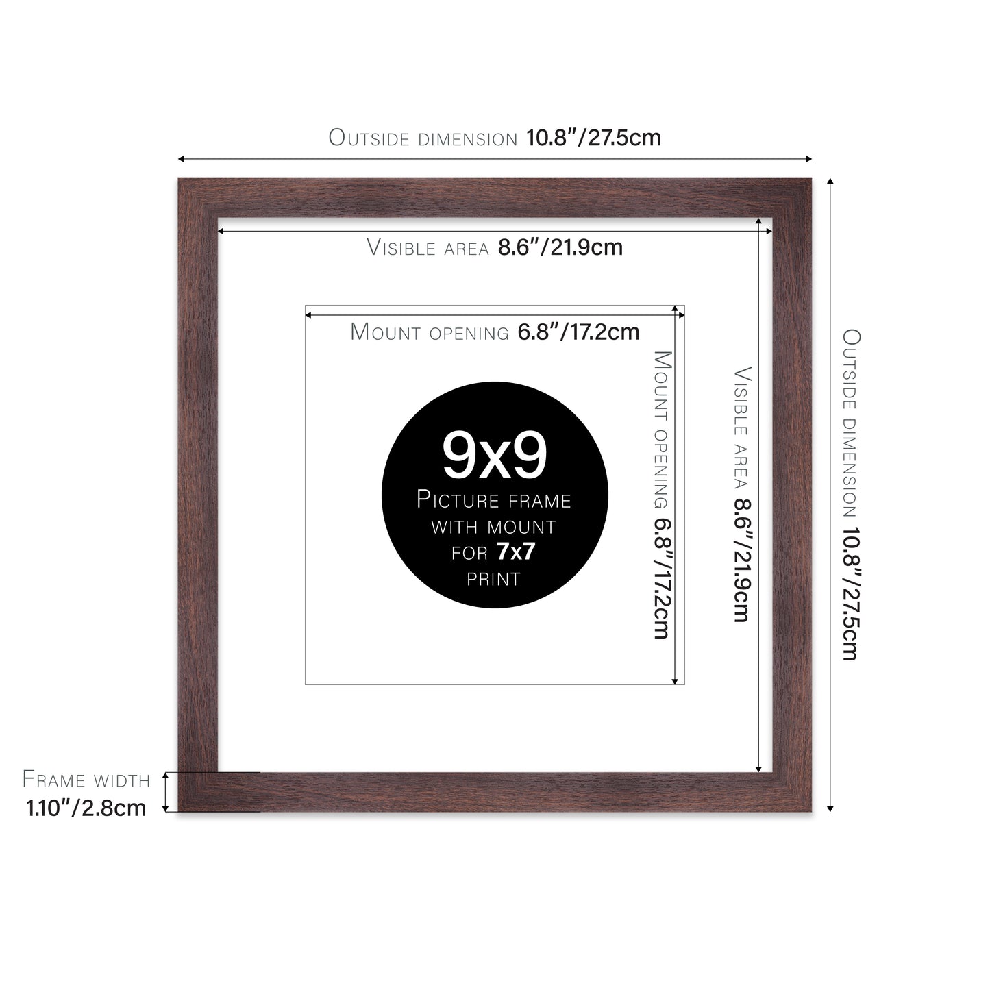 Walnut Picture Frame 28mm Edge