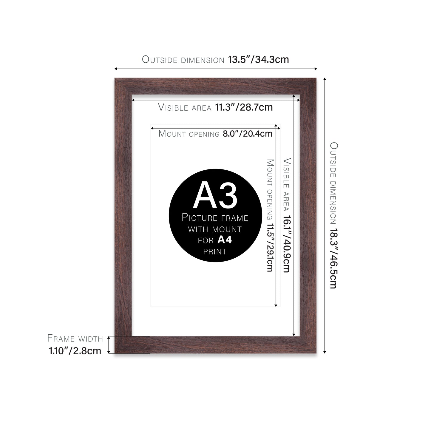 Walnut Picture Frame 28mm Edge