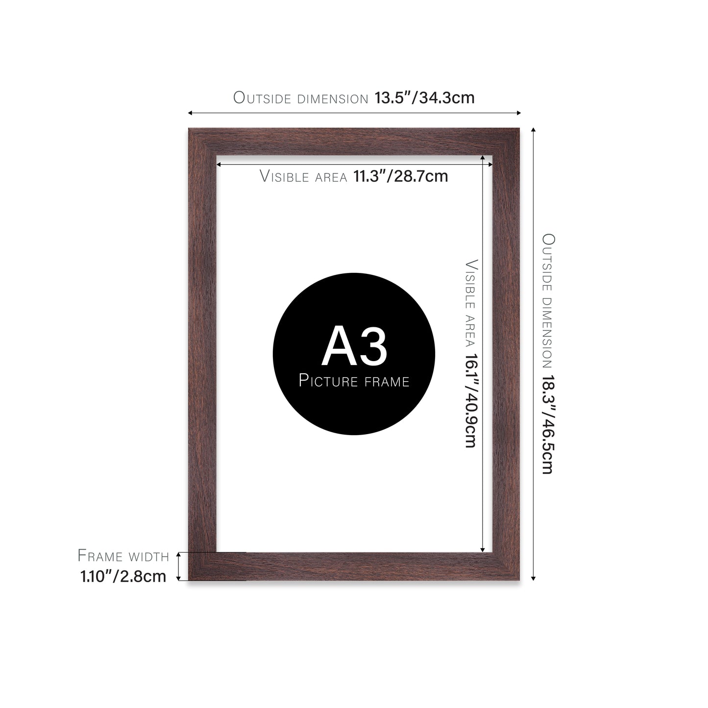 Walnut Picture Frame 28mm Edge