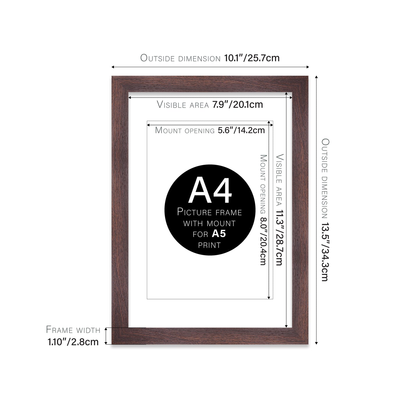 Walnut Picture Frame 28mm Edge