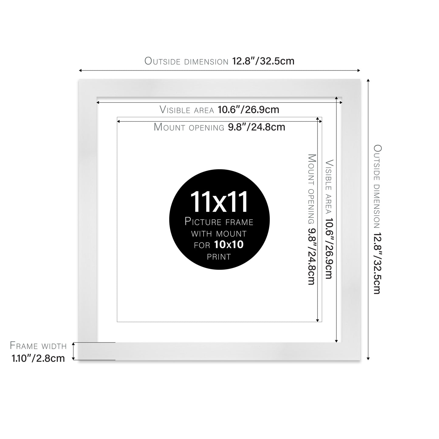 White Picture Frame 28mm Edge