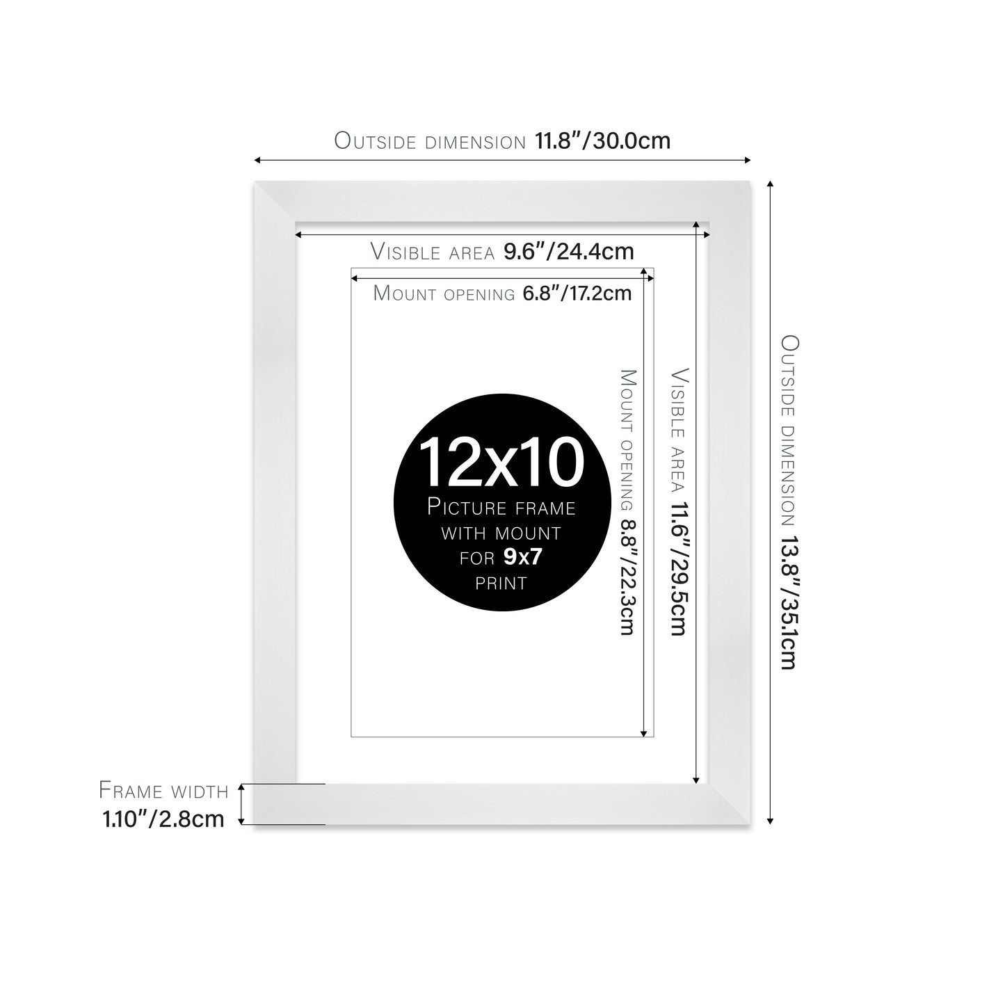 White Picture Frame 28mm Edge