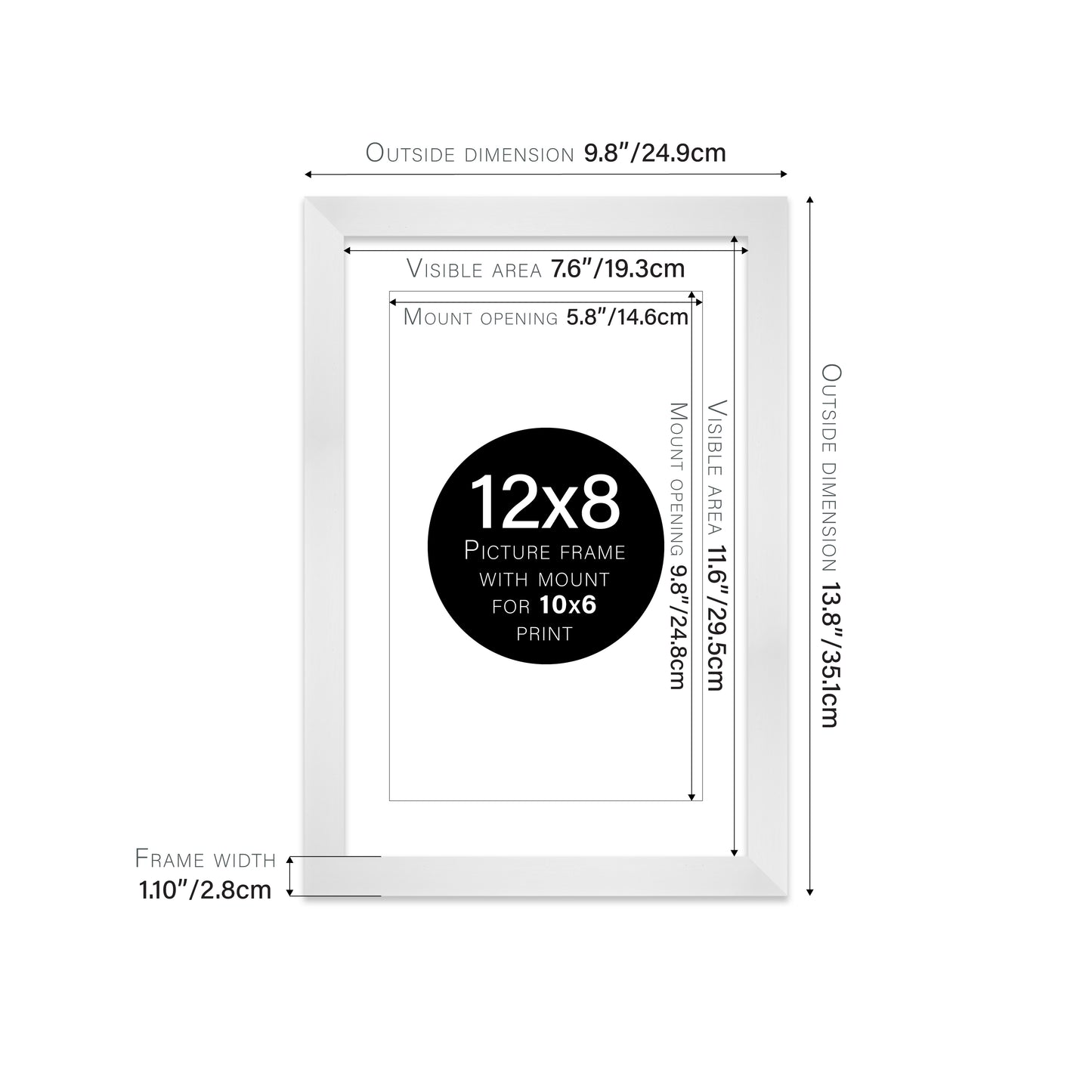 White Picture Frame 28mm Edge