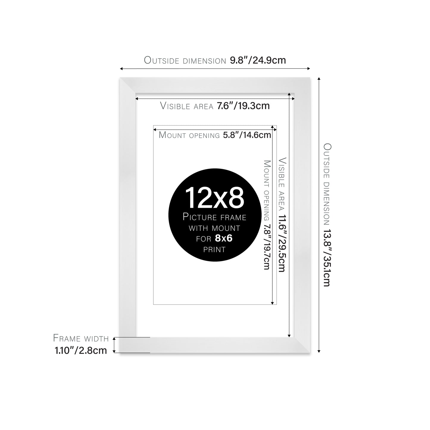 White Picture Frame 28mm Edge