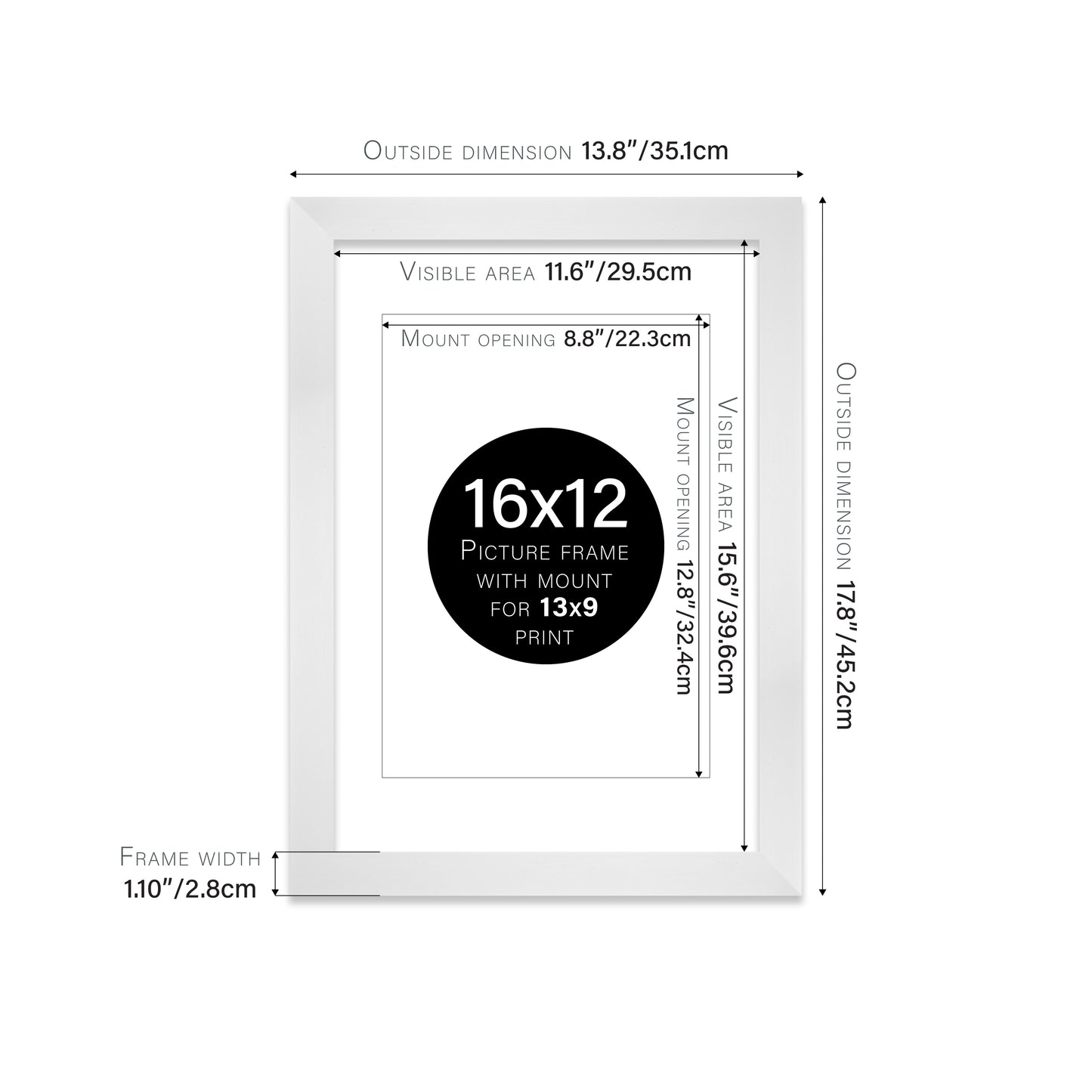 White Picture Frame 28mm Edge