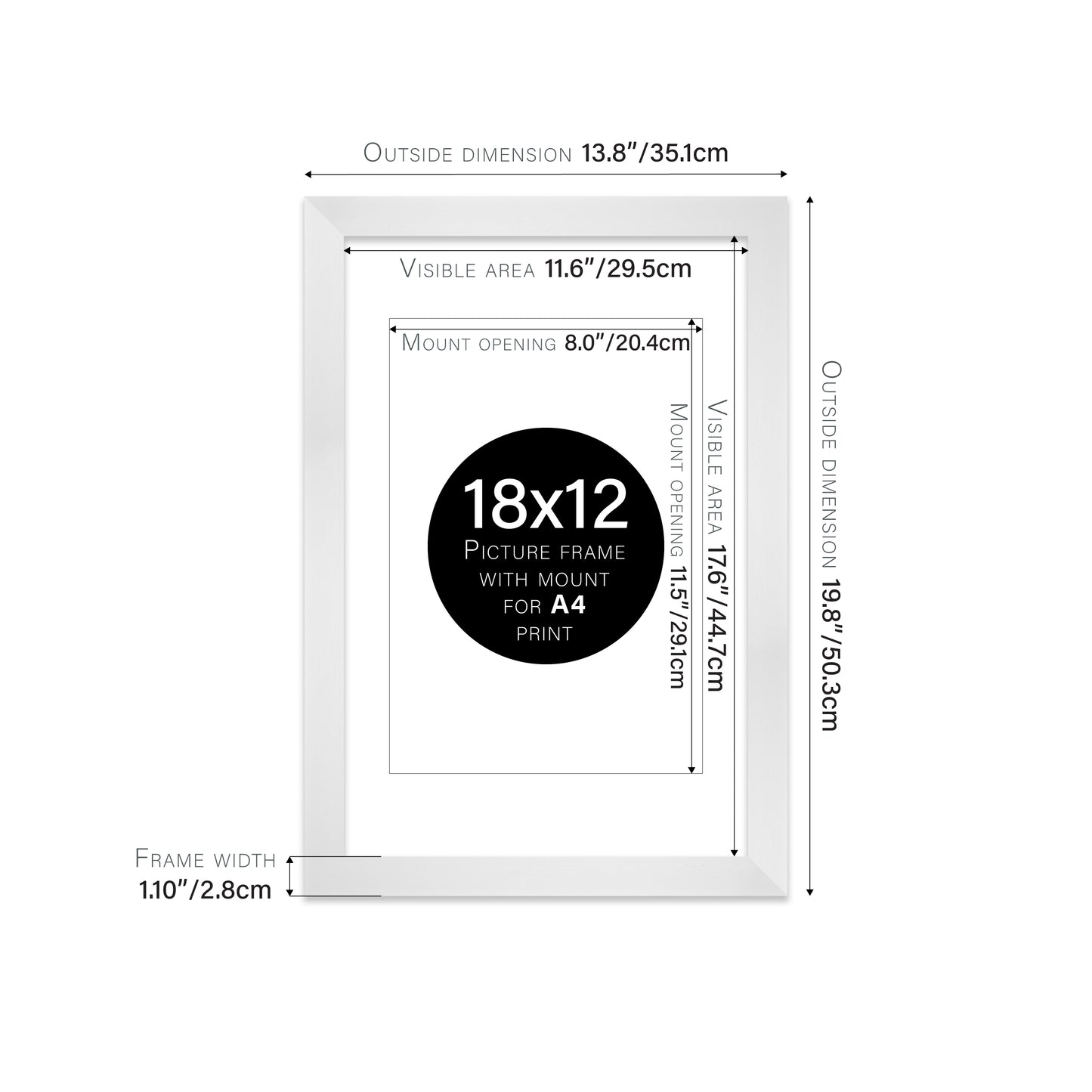 White Picture Frame 28mm Edge