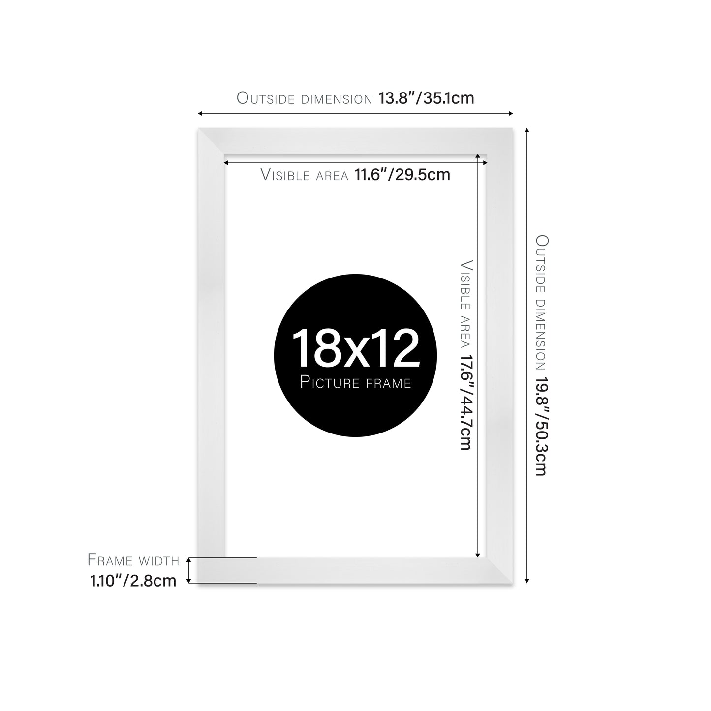 White Picture Frame 28mm Edge